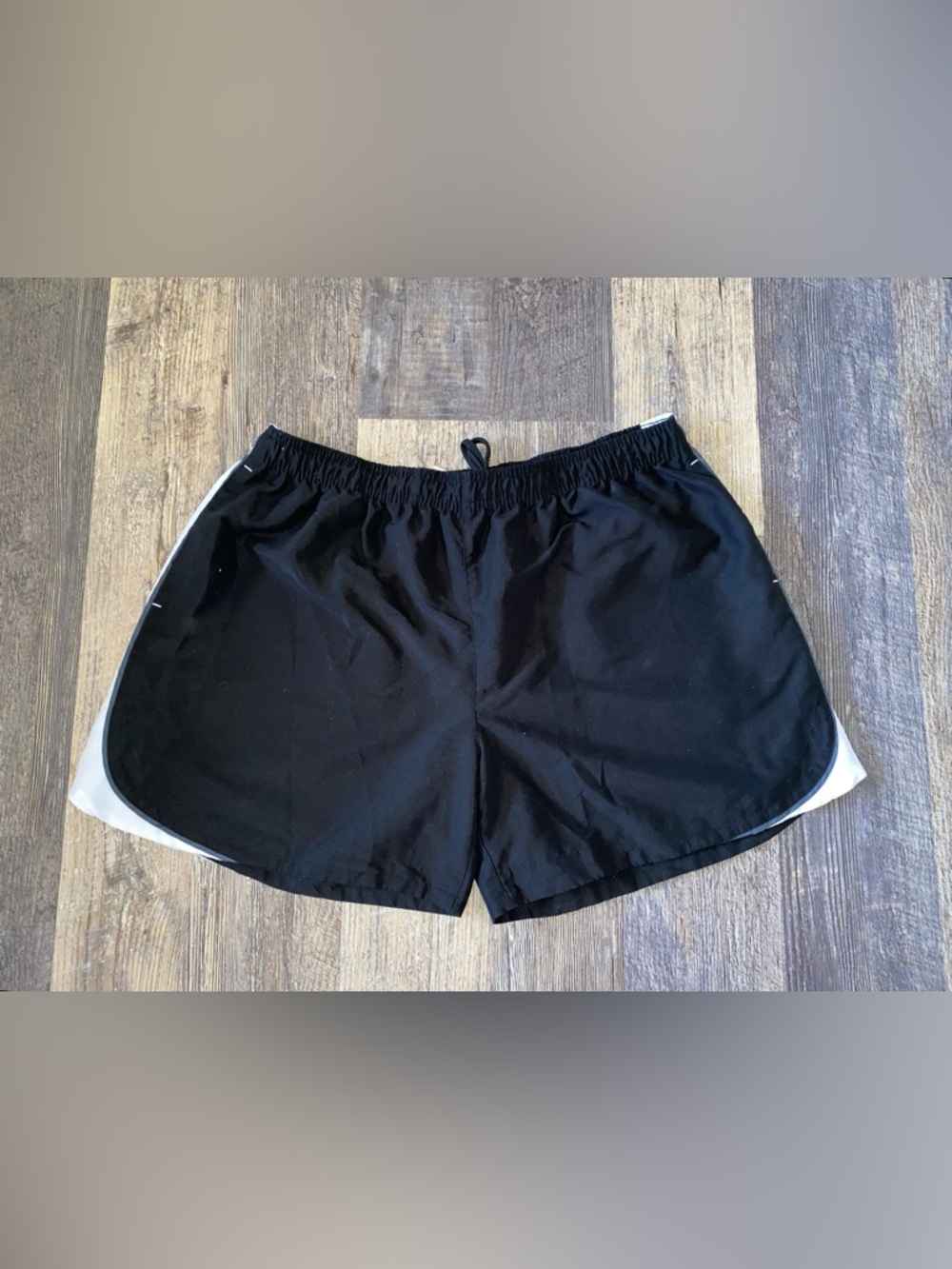 Women's Black Athletic Running Shorts with White Trim
